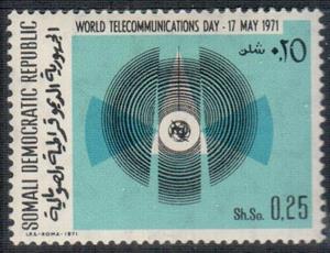 Stamp, ITU emblem, Soundwave style, Somalia,  , Telecommunication
