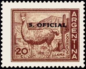 Stamp, Llama (Lama glama), ovpt., Argentina,  , Animals (Fauna), Camels, Landscapes, Mammals