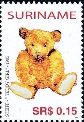 Stamp, Steiff (Teddy Girl) - 1905, Suriname,  , Teddy Bears