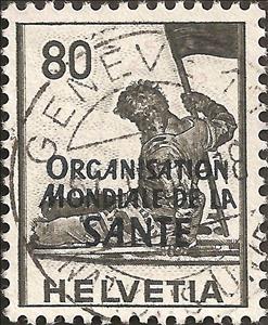 Stamp, Dying warrior (OMS/WHO overprint), Switzerland,  