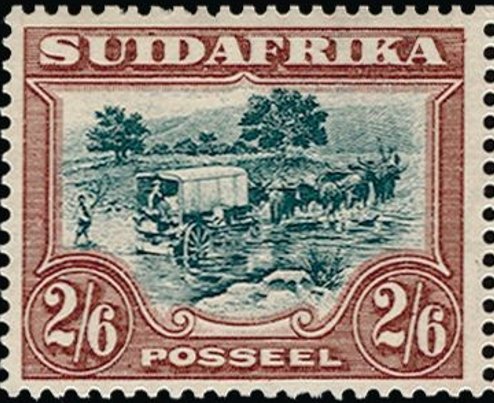 Ox-wagon crossing river