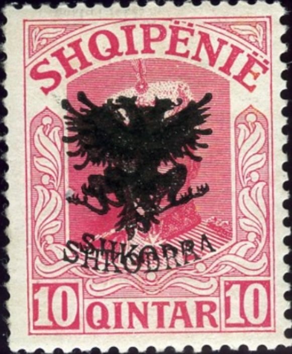 Unissued portrait of Prince zu Wied, overprinted in black