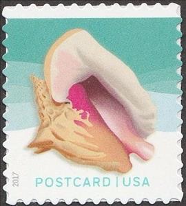 Stamp, Queen conch seashell - pane, United States of America,  , Animals (Fauna), Molluscs, Sea Life, Shells