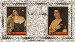 Souvenir Sheet, Young Women by Titian, Ajman,  , Paintings