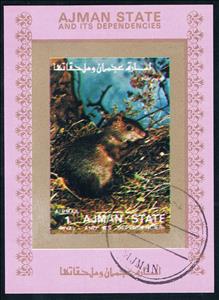 Souvenir Sheet, Monkeys, Ajman,  , Animals (Fauna), Mammals
