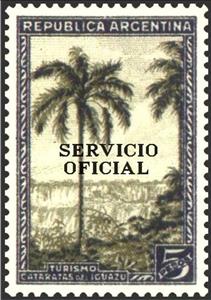 Stamp, Falls of Iguazú, ovpt., Argentina,  , Landscapes, National Parks, Palm-trees, Tourism, UNESCO World Heritage Sites, Waterfalls