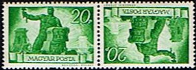 Se-tenant, Worker with hammer, Hungary,  