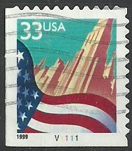 Stamp, Floag over City, United States of America,  , Flags