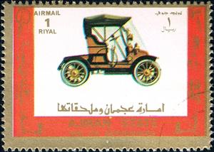 Stamp, Old and racing cars, Ajman,  , Cars