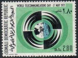 Stamp, Waves and globe, Somalia,  , Telecommunication