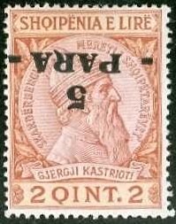 Stamp, Skanderbeg issue overprinted with Turkish Value, Albania,  