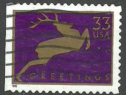 Stamp, Christmas 1999 - Jumping Reindeer, United States of America,  , Christmas
