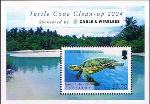 Souvenir Sheet, Turtles, British Indian Ocean Territory,  , Animals (Fauna), Reptiles, Sea Life, Turtles
