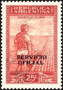 Stamp, Agriculture, ovpt., Argentina,  , Agriculture, Sun
