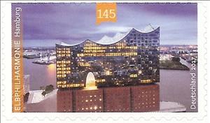 Stamp, Elbe Philharmonic Hall, Germany, Federal Republic,  , Architecture, Buildings, Music