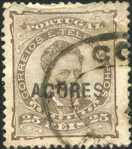 Stamp, King Luis overprinted big Acores, Azores,  