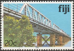 Stamp, Rewa Bridge, Nausori - imprinted 1993, Fiji,  , Bridges