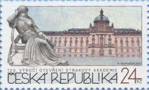 Stamp, 120th Anniversary opening of "Strakova Akademie", Czech Republic,  , Anniversaries and Jubilees, Architecture, Government Buildings, Schools, Sculptures