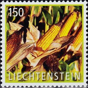 Stamp, Corn (Zea mays), Liechtenstein,  , Cereals, Crops, Plants (Flora)