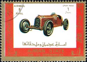 Stamp, Old and racing cars, Ajman,  , Cars