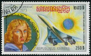 Stamp, Concorde, Cambodia,  , Aircraft, Astronomers