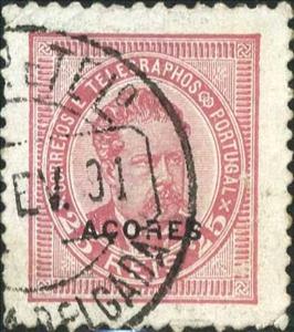 Stamp, King Luis I, Azores,  , Famous People, Heads of State, Kings, Men, Royalty
