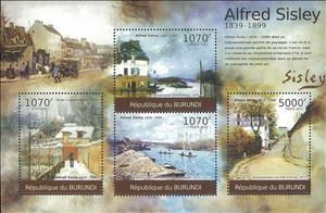 Mini Sheet, Paintings of the Alfred Sisley, Burundi,  , Paintings
