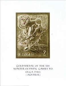 Souvenir Sheet, Gold foil - Olympic winner - Olga Pall, Ajman,  , Olympic Games