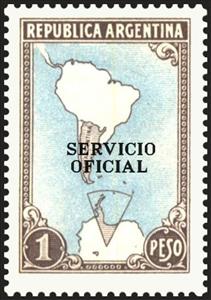 Stamp, South America Map with Antartict, ovpt., Argentina,  , Geographers, Maps