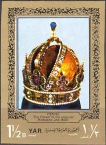 Stamp, The Crown of the Emperor Rodolphe 2nd, 1602. Vienna, Yemen, Arab Republic,  , Art, Museums
