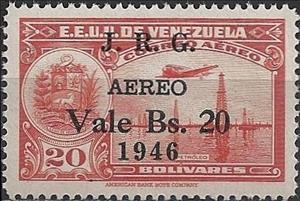 Stamp, Surcharged, Venezuela,  , Aircraft, Oil Rigs