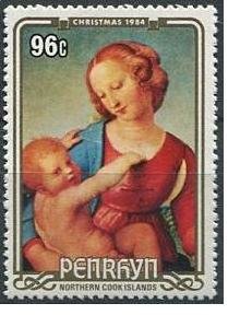 Stamp, Virgin and Child (Colonna Madonna) by Raphael Sanzio, Penrhyn,  , Christmas, Painters, Paintings