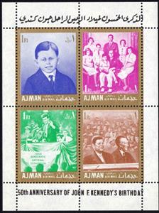 Souvenir Sheet, John F. Kennedy life's moment, Ajman,  , Anniversaries and Jubilees, Famous People