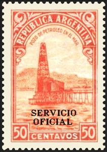 Stamp, Oil well, ovpt., Argentina,  , Industry, Oil Rigs, Petrochemical Industries