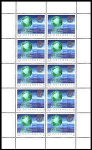Mini Sheet, 100 Years of Rotary, Austria,  , Anniversaries and Jubilees, Globes, Landscapes, Rotary