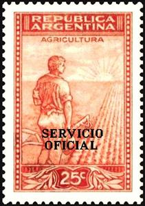 Stamp, Agriculture, ovpt., Argentina,  , Agriculture, Sun