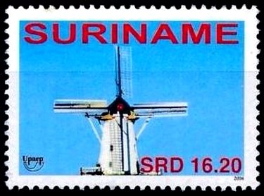 Stamp, Windmill, Suriname,  