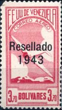 Stamp, Overprinted, Venezuela,  , Landscapes
