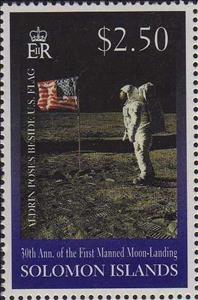 Stamp, Buzz Aldrin, Solomon Islands,  , Famous People, Flags, Moon Landing, Space Traveling