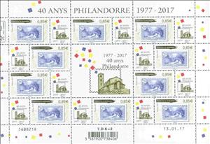 Mini Sheet, 40 years of Philandorre, Andorra, French Administration,  , Anniversaries and Jubilees
