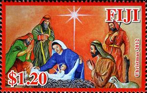 Stamp, Adoration of the Shepherds, Fiji,  , Christmas