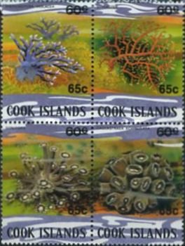 Se-tenant, Corals, Cook Islands,  , Animals (Fauna), Corals and Sponges, Sea Life