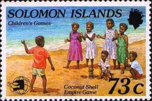 Stamp, Coconut Shell Game, Solomon Islands,  , Children, Children's Play