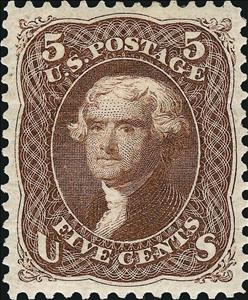 Stamp, Thomas Jefferson (1743-1826), third President of the U.S.A., United States of America,  , Famous People, Heads of State, Men, Politicians, Государственный деятель