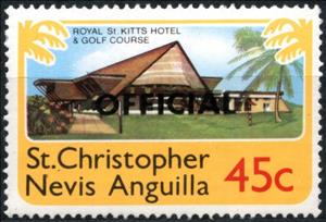 Stamp, Royal St. Kitts Hotel, overprint "OFFICIAL", Saint Kitts and Nevis,  , Hotels