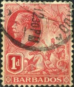 Stamp, King George V, Barbados,  , Animals (Fauna), Crowns and Coronets, Famous People, Heads of State, Horses, Kings, Men, Royalty