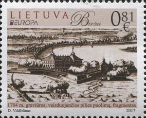 Stamp, Birzai, Lithuania,  , Architecture, Buildings, C.E.P.T. / Europe, Castles, Fortresses / Strongholds, Palaces