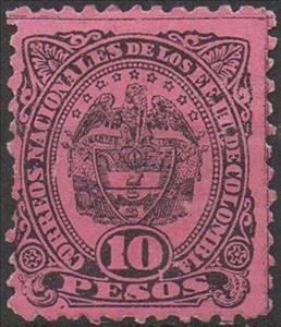 Stamp, Coat of Arms, Colombia,  , Animals (Fauna), Birds, Birds of Prey, Coats of Arms, Heraldic Animals