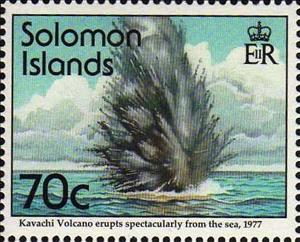 Stamp, Kavachi erupts, Solomon Islands,  , Landscapes, Volcanos