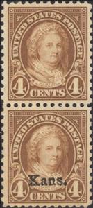 Se-tenant, Martha Washington, overprinted Kans., United States of America,  